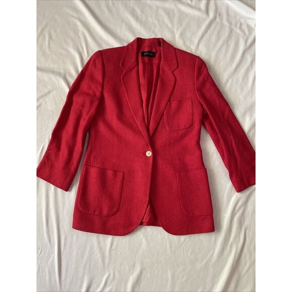 Ellen Tracy Red Blazer Womens S Single Button Front With Pockets Lightweight Cla - Picture 7 of 13